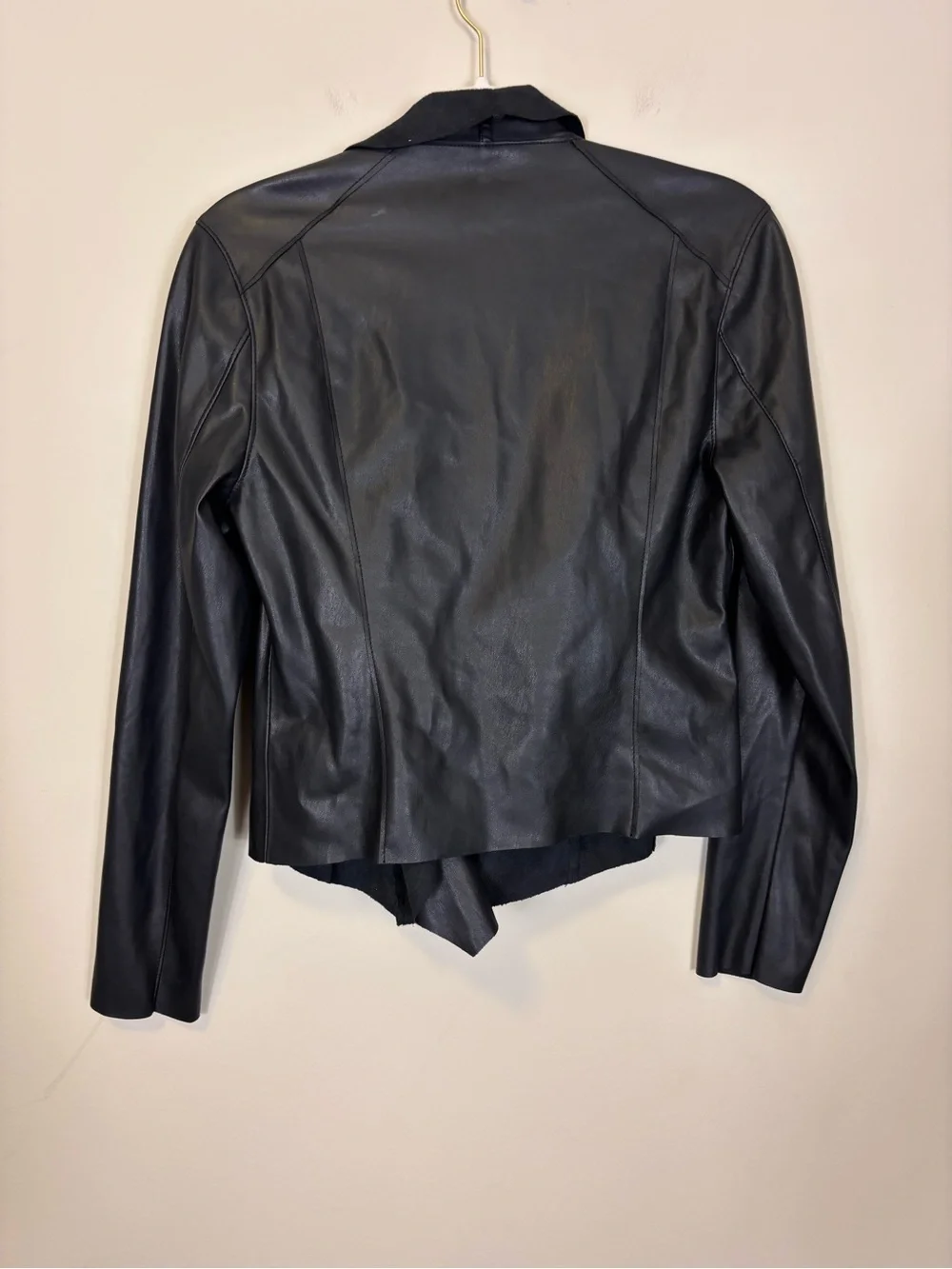 Blank NYC Black Faux Leather Asymmetrical Zip Jacket Medium